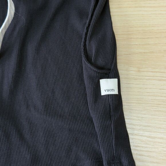 Vuori Torrey Romper Black Ribbed Drawstring Tank One Piece Womens Small - Picture 6 of 12